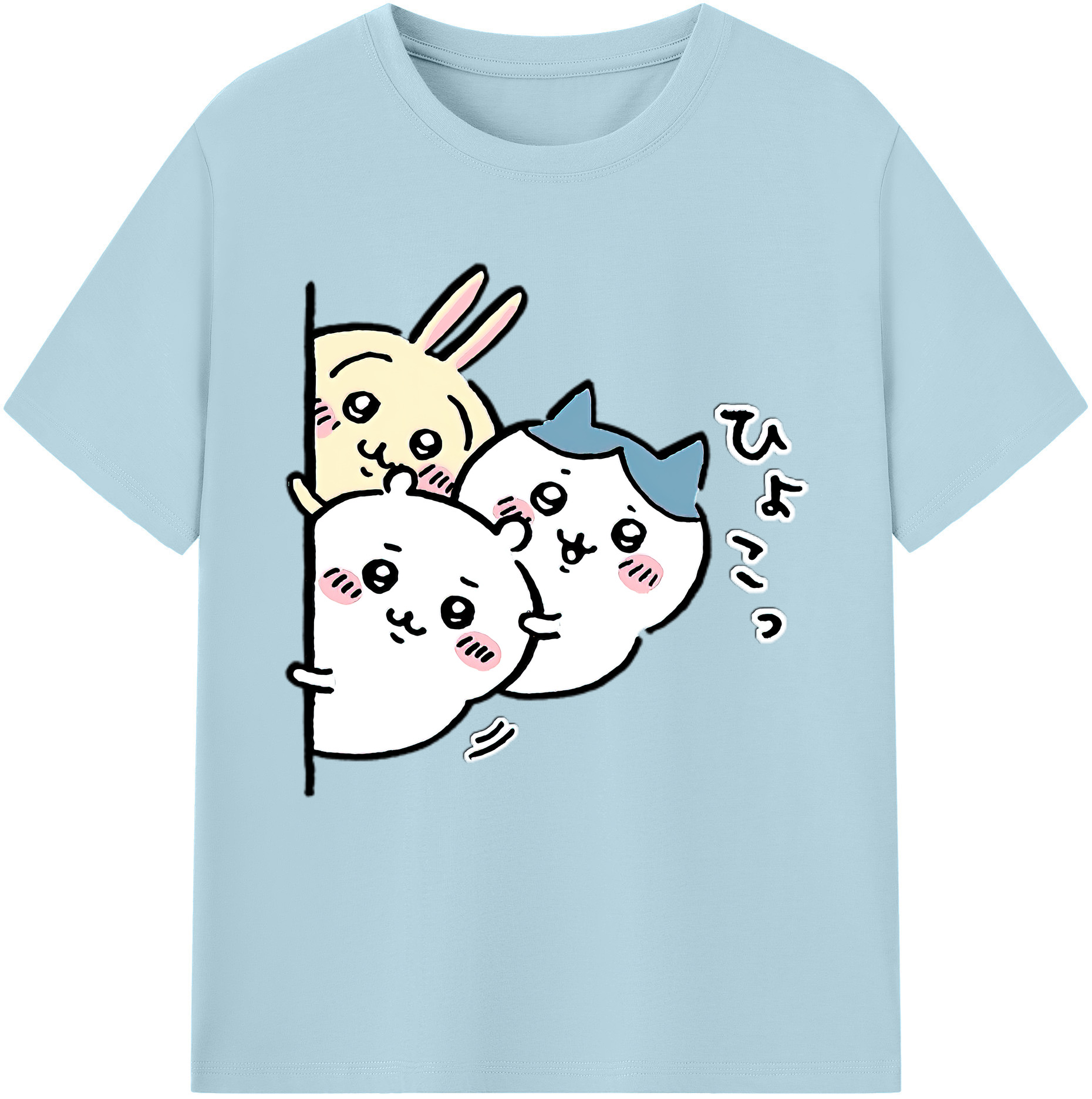 （画像用） ちいかわ うさぎ Chii-kawa usagi 綿100％半袖Tシャツ（フロントプリント）